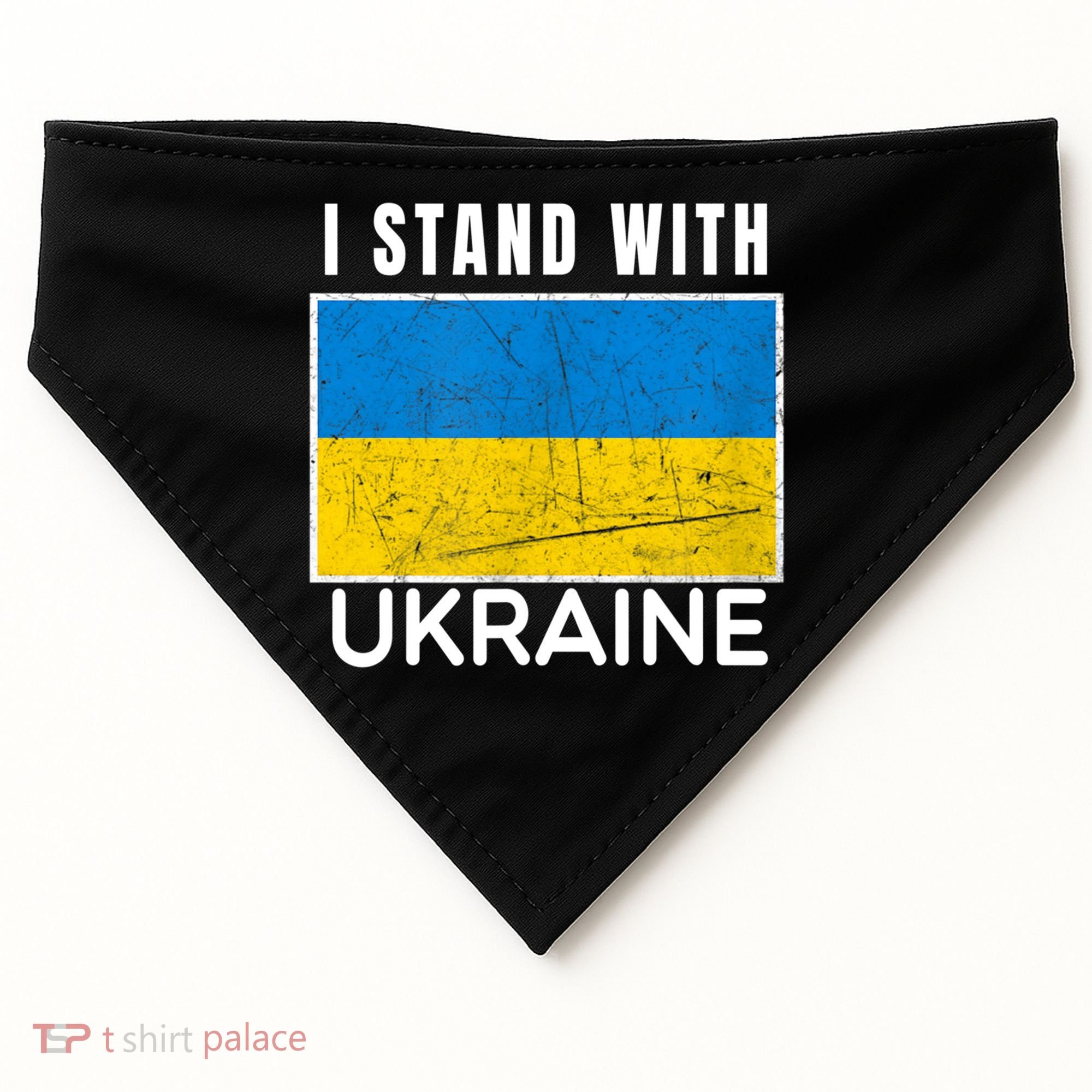 I Stand With Ukraine Flag For Ukrainian Lover Gift USA-Made Doggie Bandana