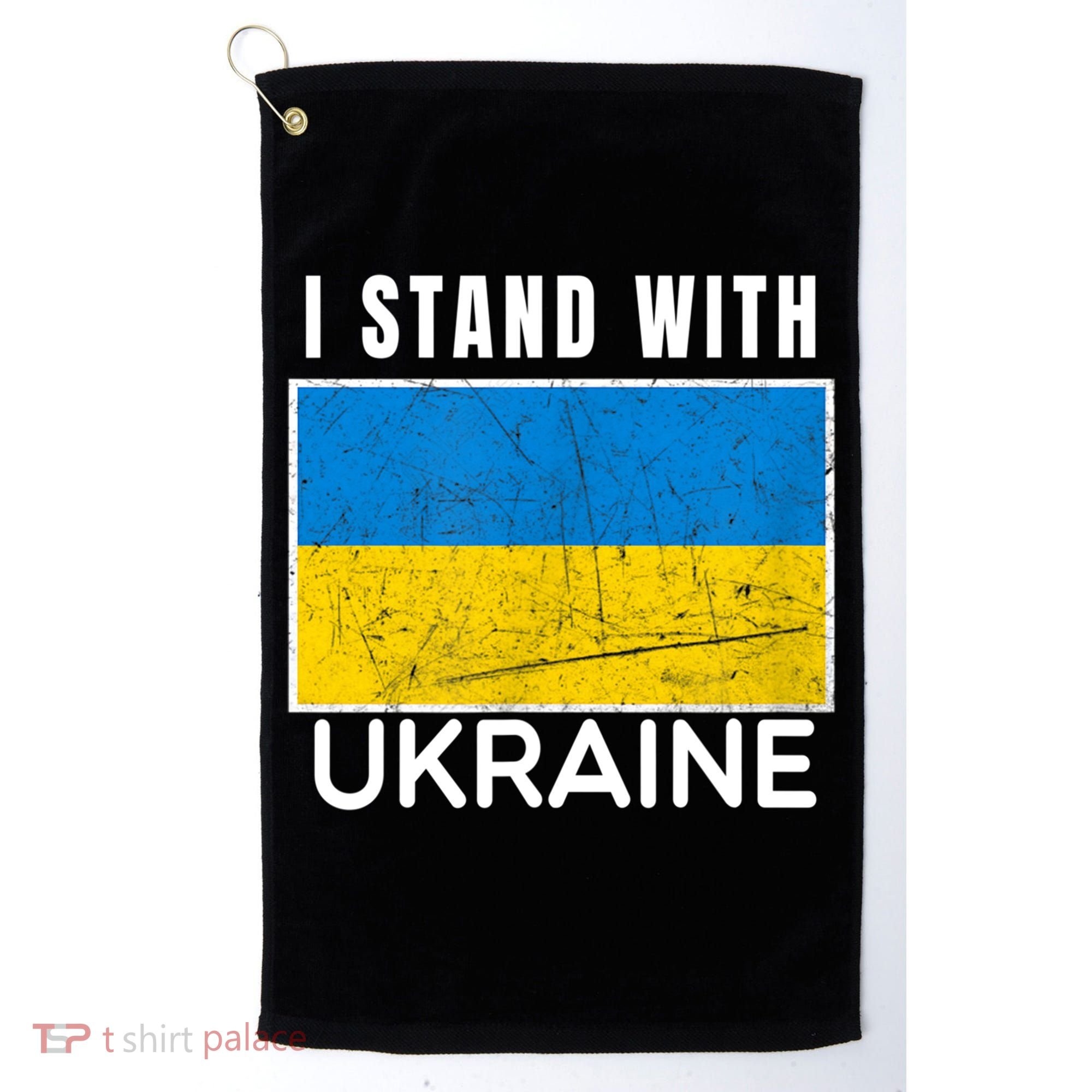 I Stand With Ukraine Flag For Ukrainian Lover Gift Golf Towel