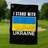 I Stand With Ukraine Flag For Ukrainian Lover Gift Golf Towel thumb 1