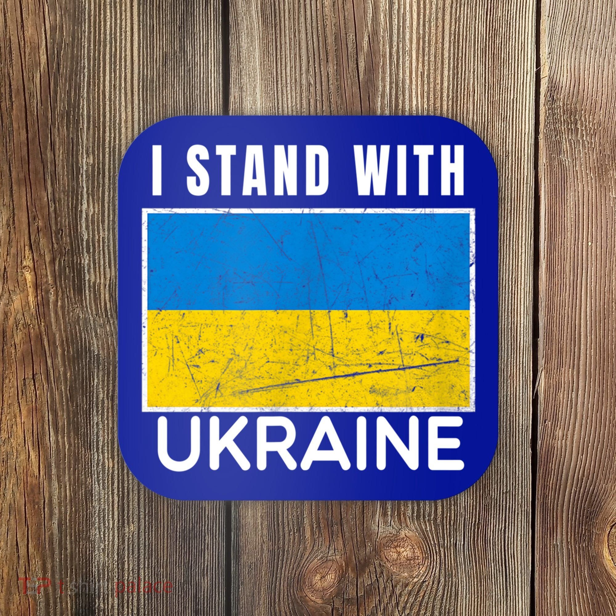 I Stand With Ukraine Flag For Ukrainian Lover Gift Coaster