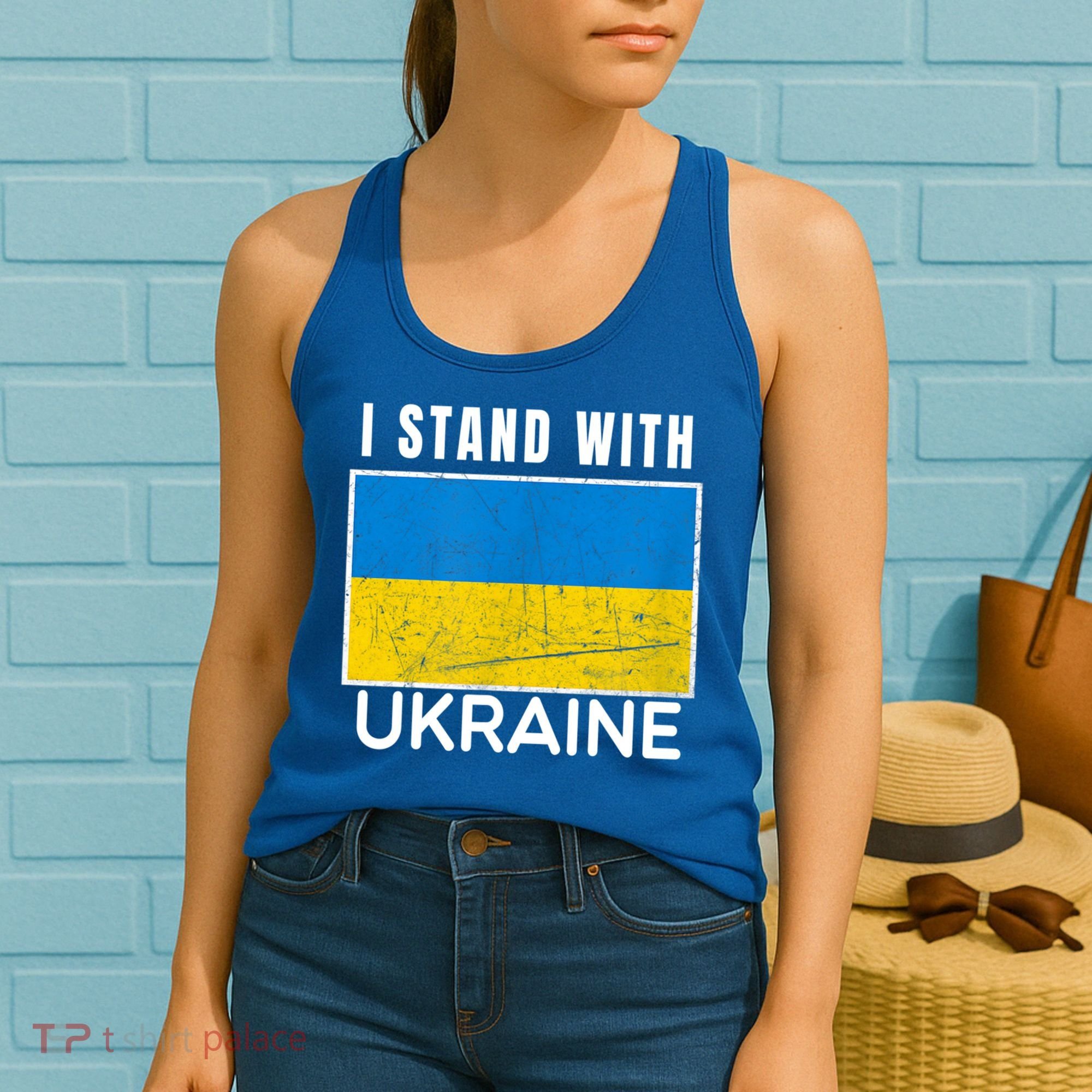 I Stand With Ukraine Flag For Ukrainian Lover Gift Women's Tank Top