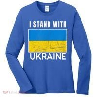 I Stand With Ukraine Flag For Ukrainian Lover Gift Women's Long Sleeve Shirt thumb 0