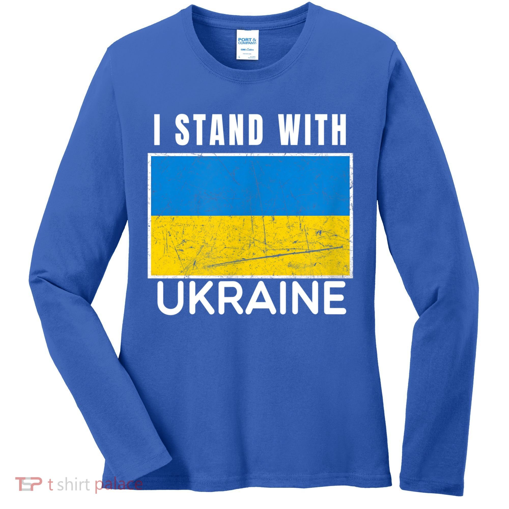 I Stand With Ukraine Flag For Ukrainian Lover Gift Women's Long Sleeve Shirt