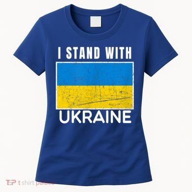 I Stand With Ukraine Flag For Ukrainian Lover Gift Women's T-Shirt