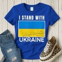 I Stand With Ukraine Flag For Ukrainian Lover Gift Women's T-Shirt thumb 3