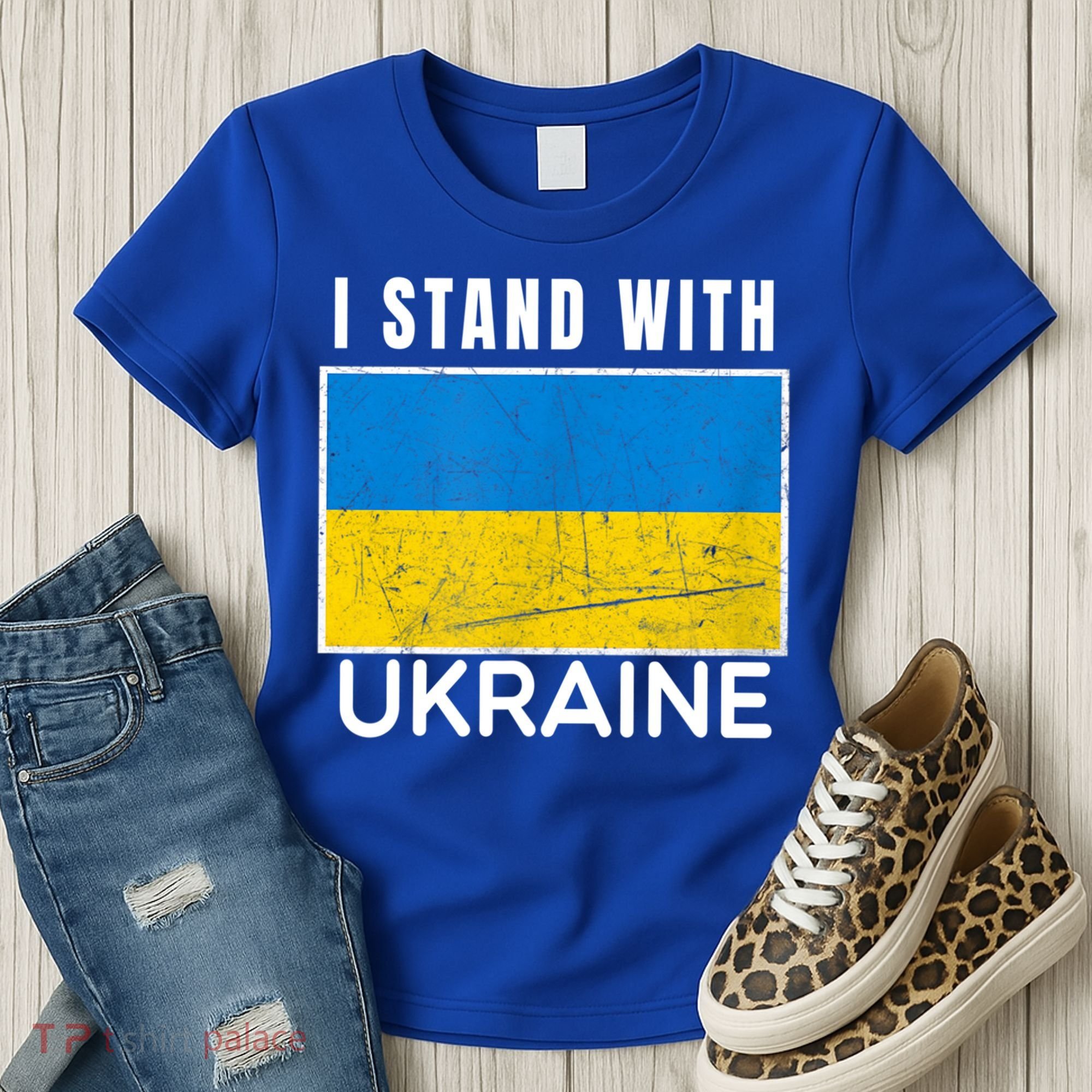 I Stand With Ukraine Flag For Ukrainian Lover Gift Women's T-Shirt