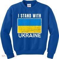 I Stand With Ukraine Flag For Ukrainian Lover Gift Kids Sweatshirt thumb 0