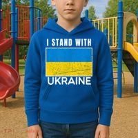 I Stand With Ukraine Flag For Ukrainian Lover Gift Kids Hoodie thumb 2