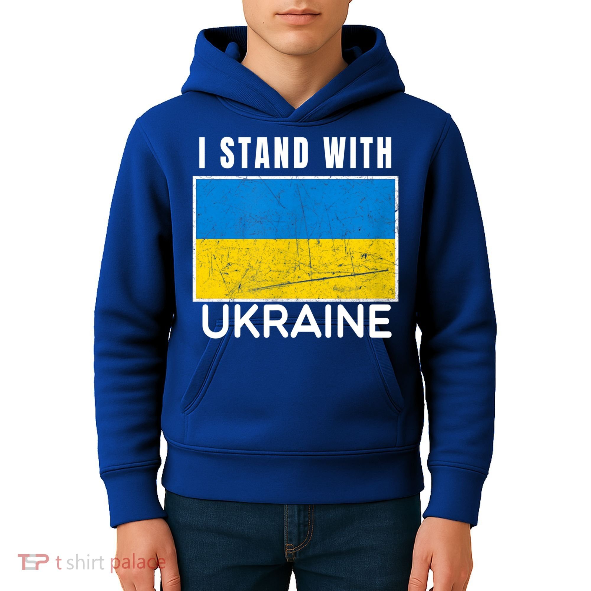 I Stand With Ukraine Flag For Ukrainian Lover Gift Kids Hoodie