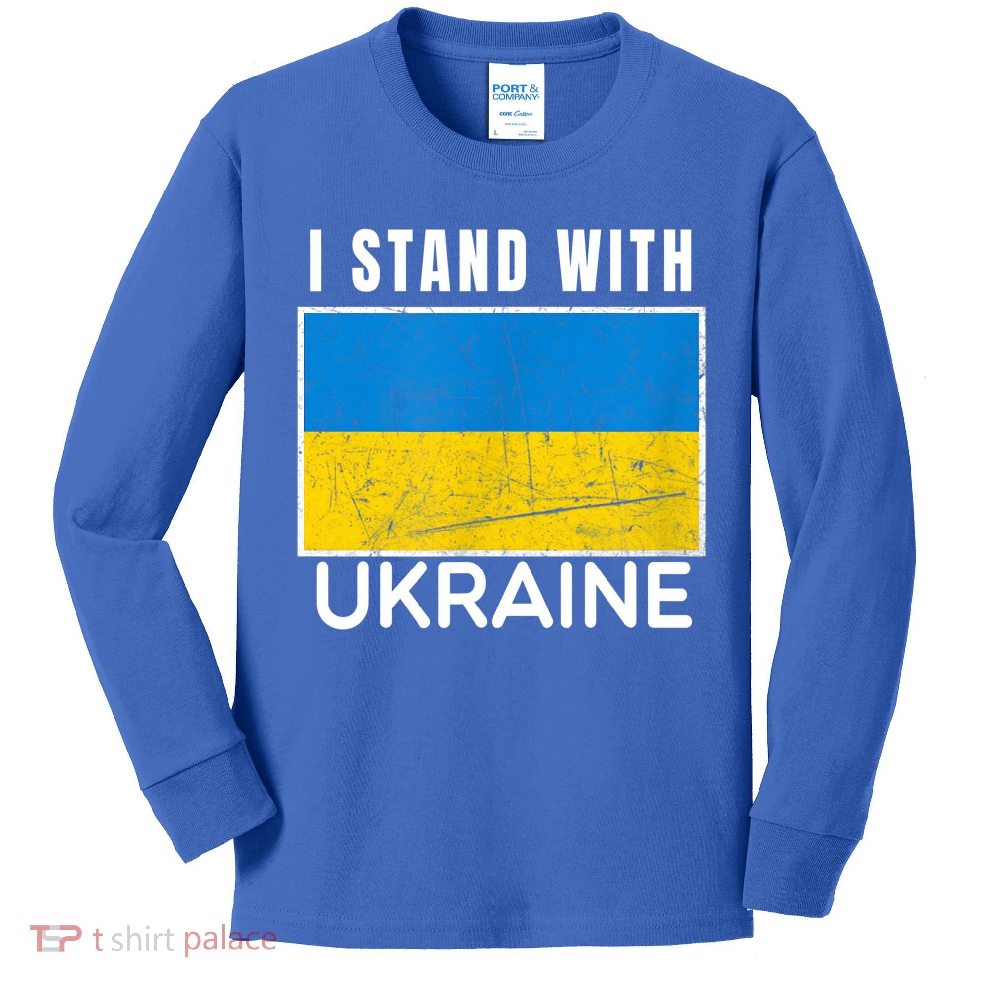 I Stand With Ukraine Flag For Ukrainian Lover Gift Kids Long Sleeve Shirt