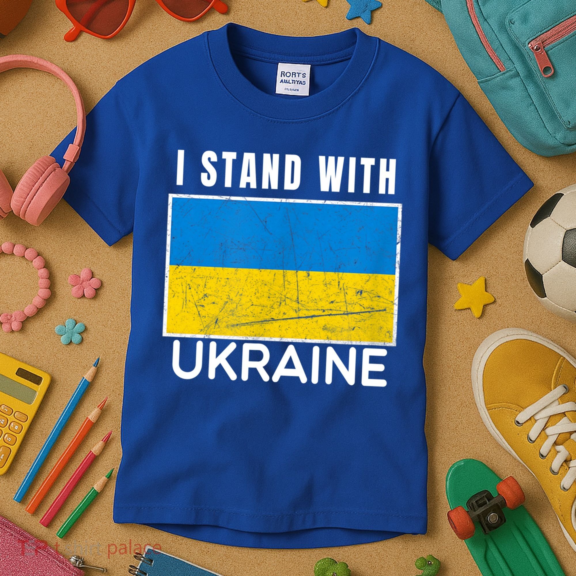 I Stand With Ukraine Flag For Ukrainian Lover Gift Kids T-Shirt