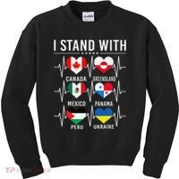 I Stand With Canada Greenland Mexico Panama Gaza Ukraine Kids Sweatshirt thumb 0