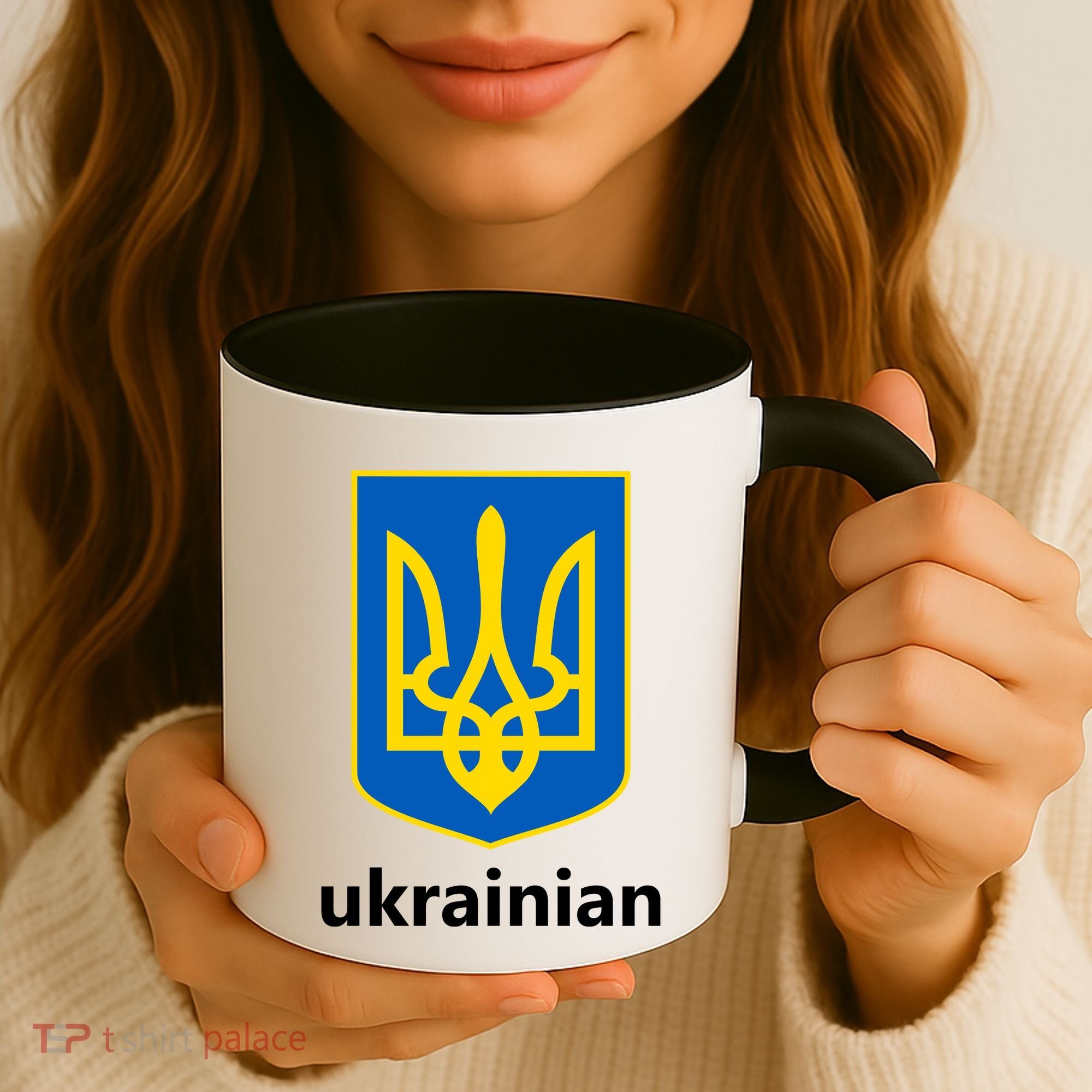 I Stand With Ukraine USA Support Ukrainian Pride Trident Coffee Mug