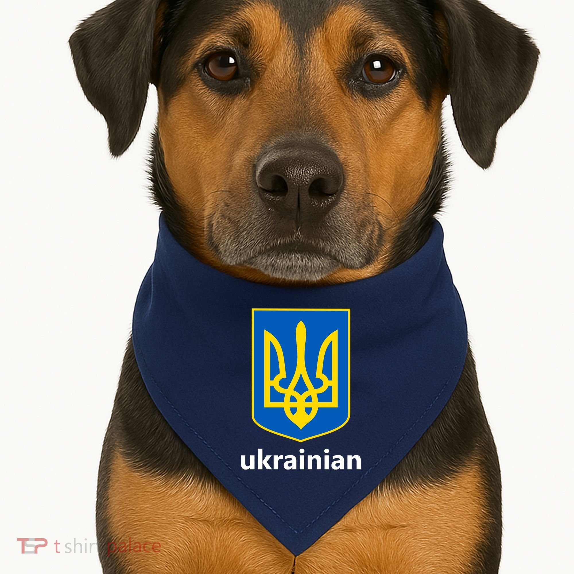I Stand With Ukraine USA Support Ukrainian Pride Trident USA-Made Doggie Bandana
