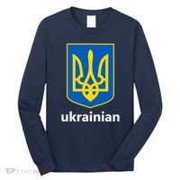 I Stand With Ukraine USA Support Ukrainian Pride Trident Long Sleeve Shirt thumb 0