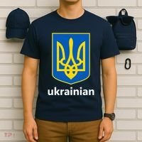 I Stand With Ukraine USA Support Ukrainian Pride Trident T-Shirt thumb 6
