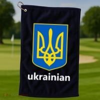 I Stand With Ukraine USA Support Ukrainian Pride Trident Golf Towel thumb 1