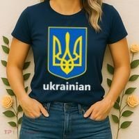 I Stand With Ukraine USA Support Ukrainian Pride Trident Women's T-Shirt thumb 2