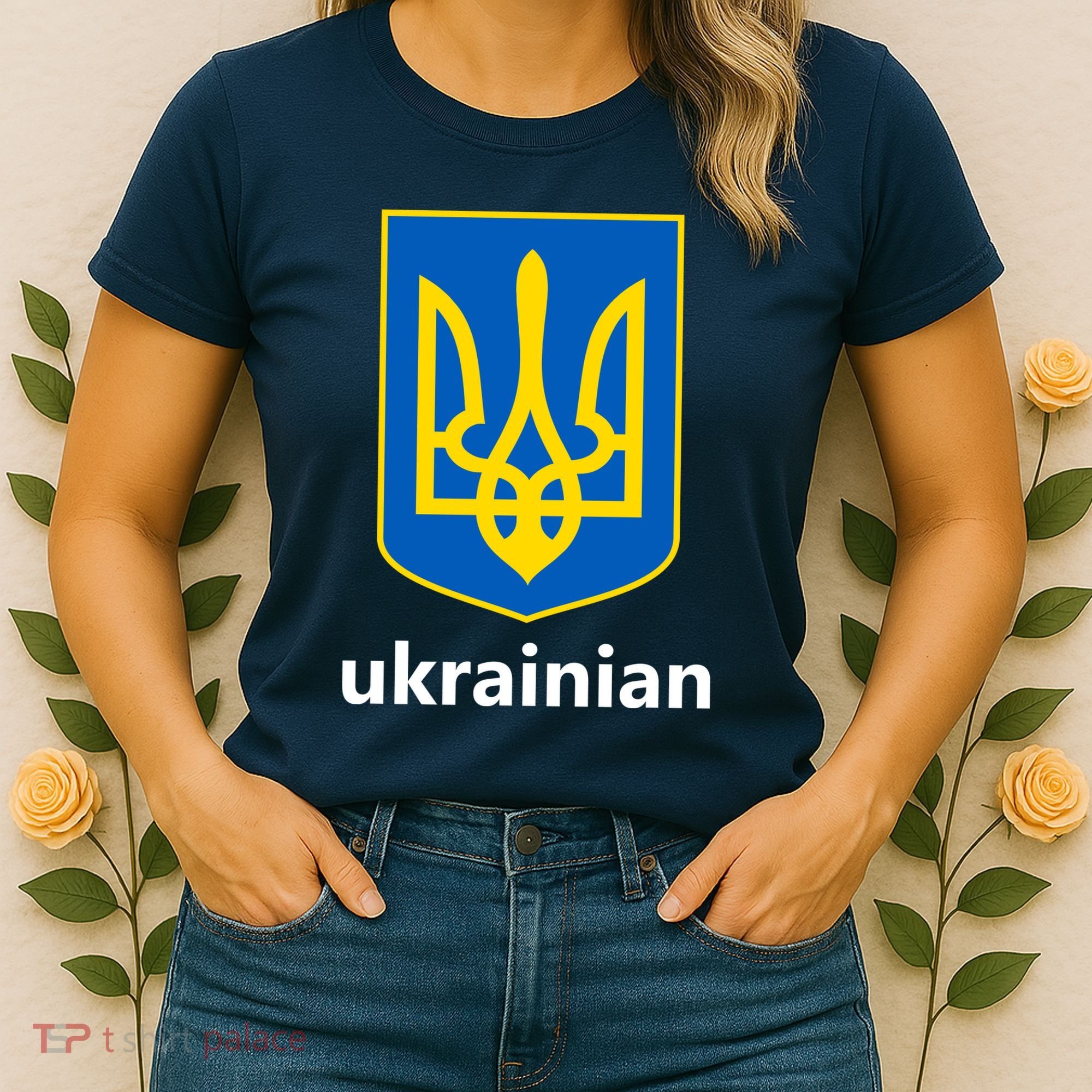 I Stand With Ukraine USA Support Ukrainian Pride Trident Women's T-Shirt