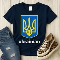 I Stand With Ukraine USA Support Ukrainian Pride Trident Women's T-Shirt thumb 3
