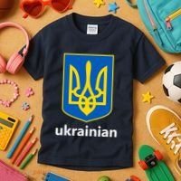 I Stand With Ukraine USA Support Ukrainian Pride Trident Kids T-Shirt thumb 3