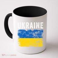 I Stand With Ukraine Flag Yellow And Blue Support The Ukranian Gift Coffee Mug thumb 0