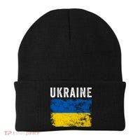 I Stand With Ukraine Flag Yellow And Blue Support The Ukranian Gift Beanie thumb 0