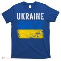 I Stand With Ukraine Flag Yellow And Blue Support The Ukranian Gift T-Shirt thumb 0