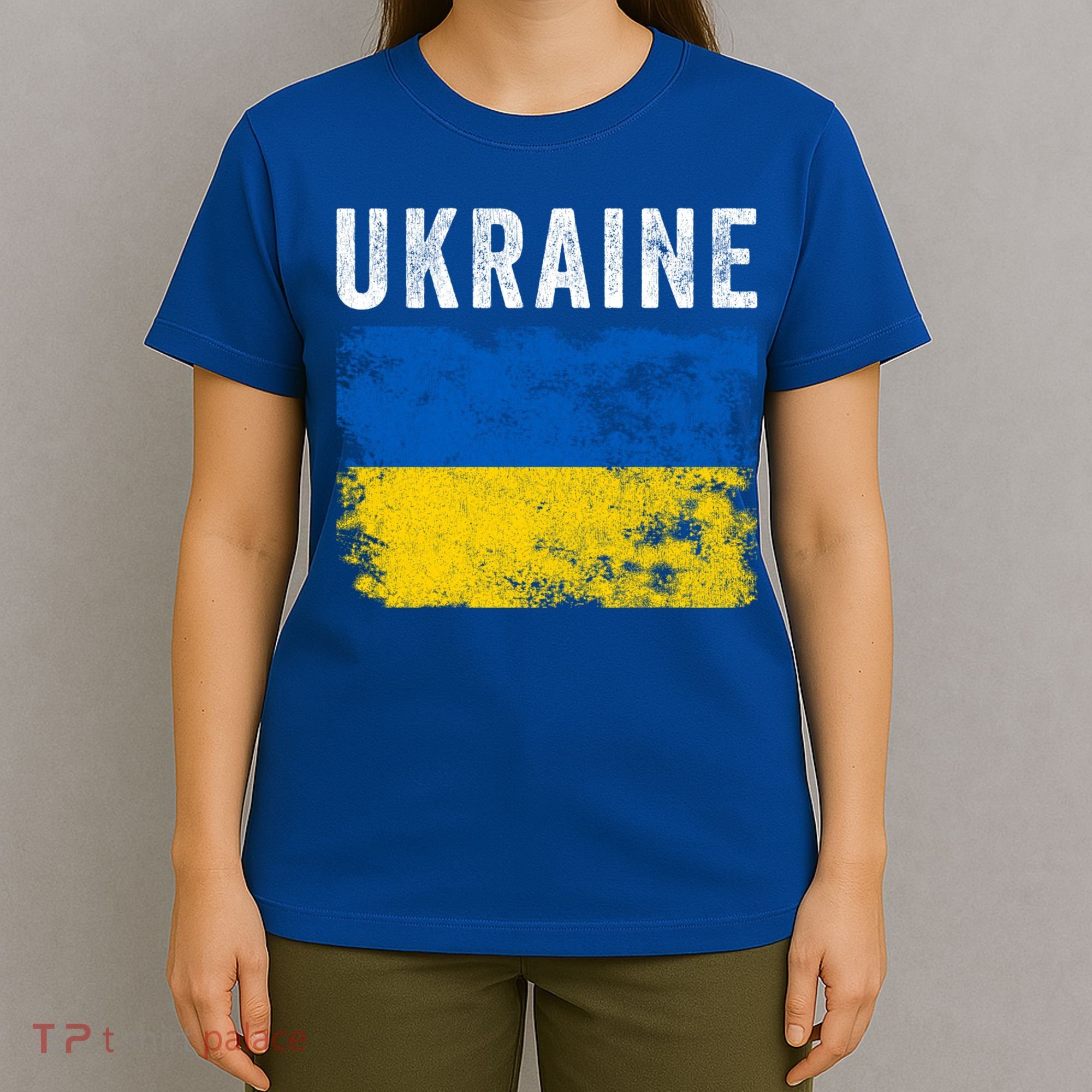 I Stand With Ukraine Flag Yellow And Blue Support The Ukranian Gift T-Shirt