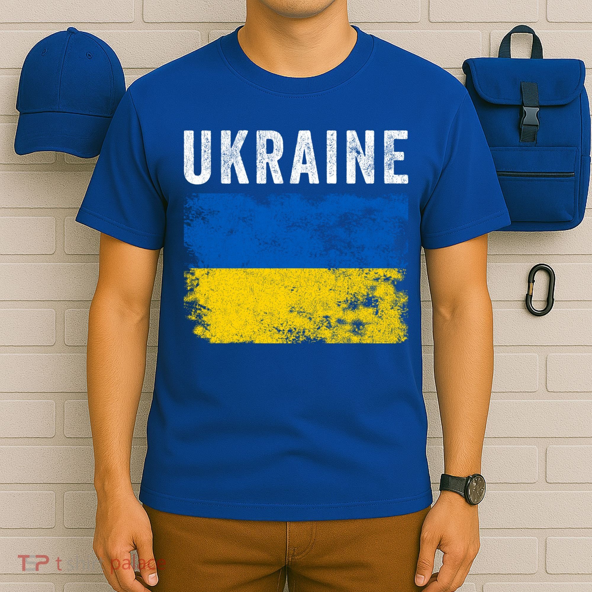 I Stand With Ukraine Flag Yellow And Blue Support The Ukranian Gift T-Shirt