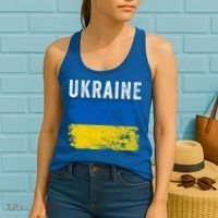 I Stand With Ukraine Flag Yellow And Blue Support The Ukranian Gift Women's Tank Top thumb 2