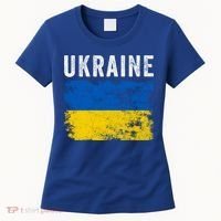I Stand With Ukraine Flag Yellow And Blue Support The Ukranian Gift Women's T-Shirt thumb 0