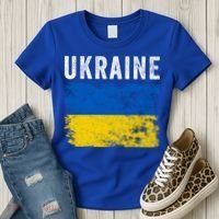 I Stand With Ukraine Flag Yellow And Blue Support The Ukranian Gift Women's T-Shirt thumb 3