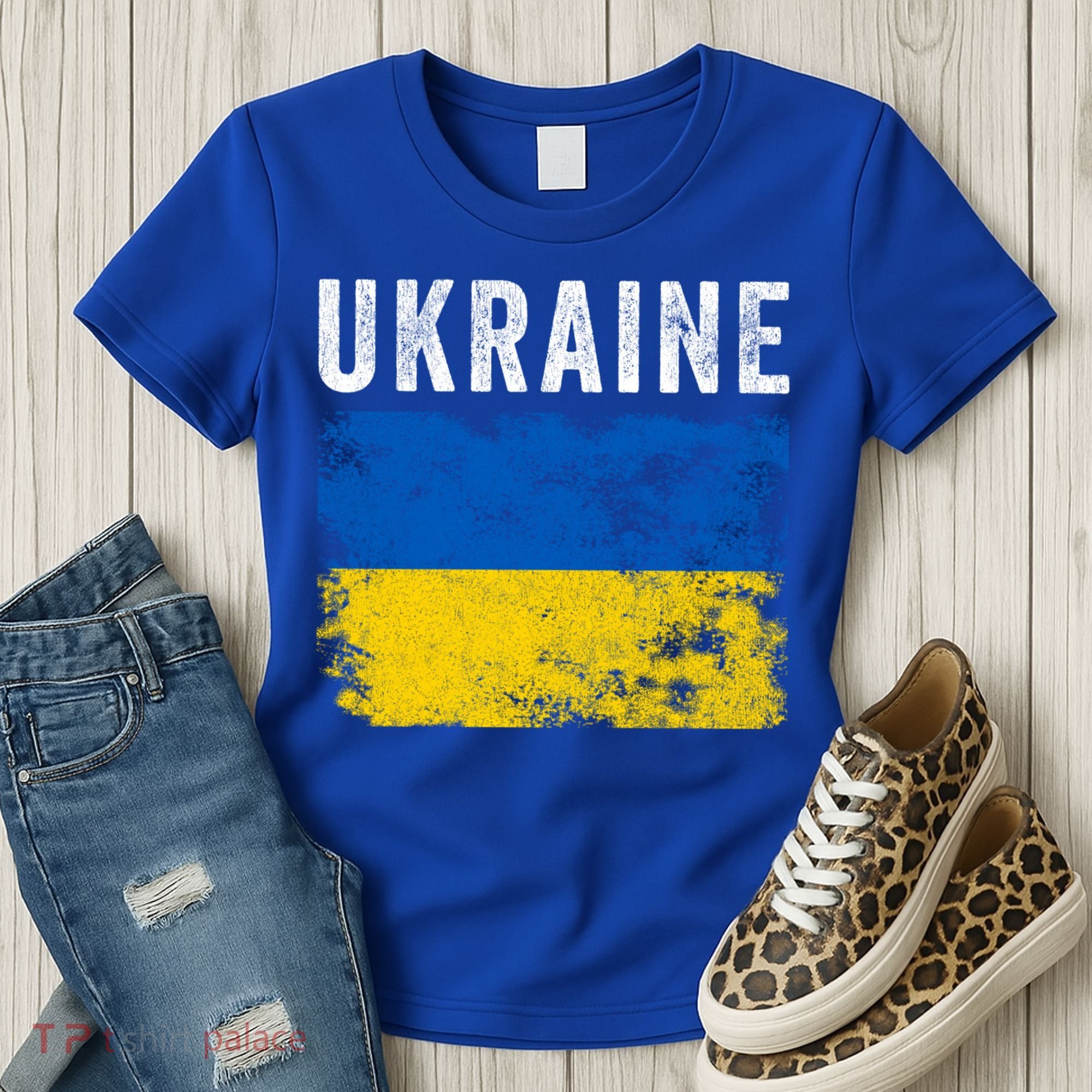 I Stand With Ukraine Flag Yellow And Blue Support The Ukranian Gift Women's T-Shirt