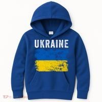 I Stand With Ukraine Flag Yellow And Blue Support The Ukranian Gift Kids Hoodie thumb 0