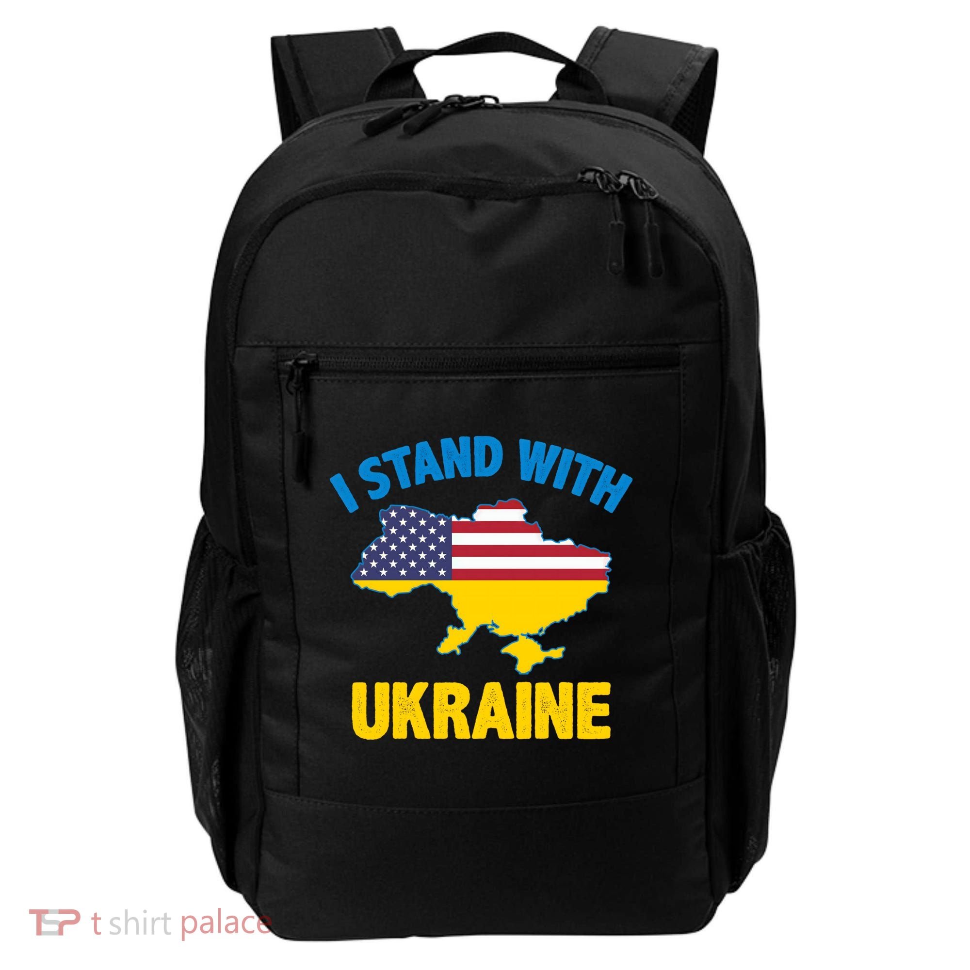 I Stand With Ukraine Map American Flag Us Support Ukrainian Gift Backpack