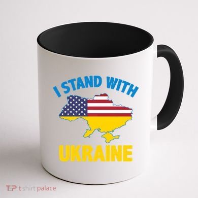 I Stand With Ukraine Map American Flag Us Support Ukrainian Gift Coffee Mug back
