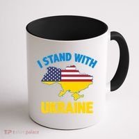 I Stand With Ukraine Map American Flag Us Support Ukrainian Gift Coffee Mug thumb 1