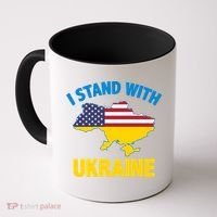 I Stand With Ukraine Map American Flag Us Support Ukrainian Gift Coffee Mug thumb 0