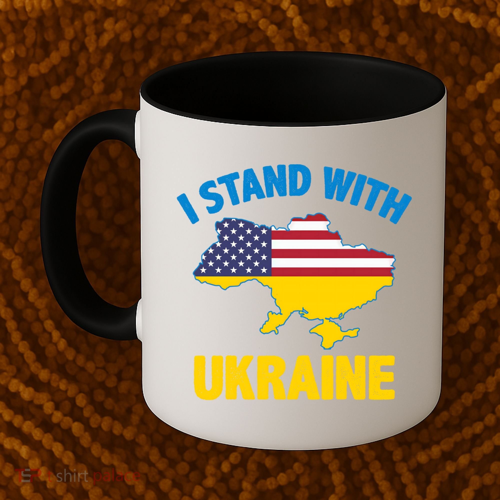 I Stand With Ukraine Map American Flag Us Support Ukrainian Gift Coffee Mug