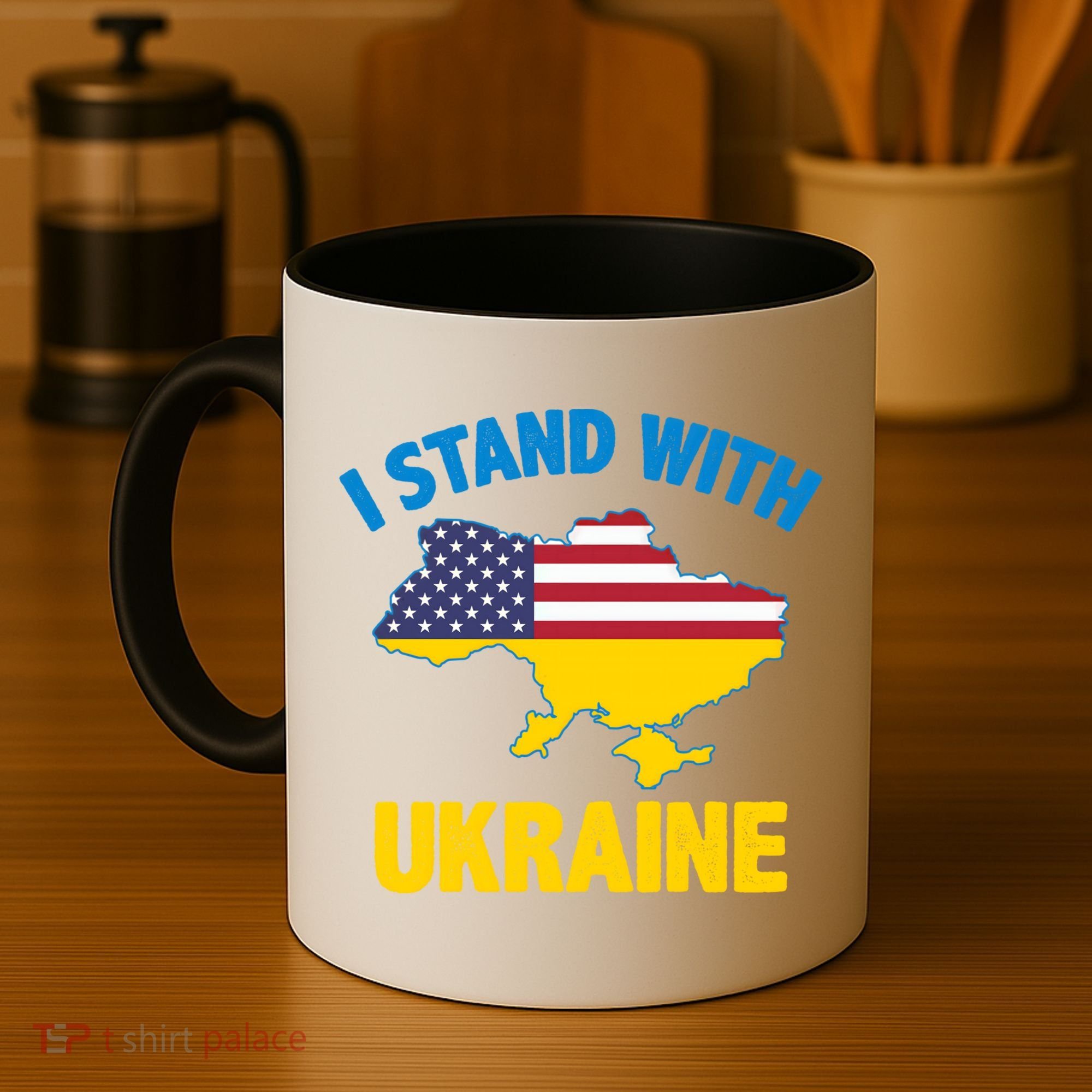 I Stand With Ukraine Map American Flag Us Support Ukrainian Gift Coffee Mug