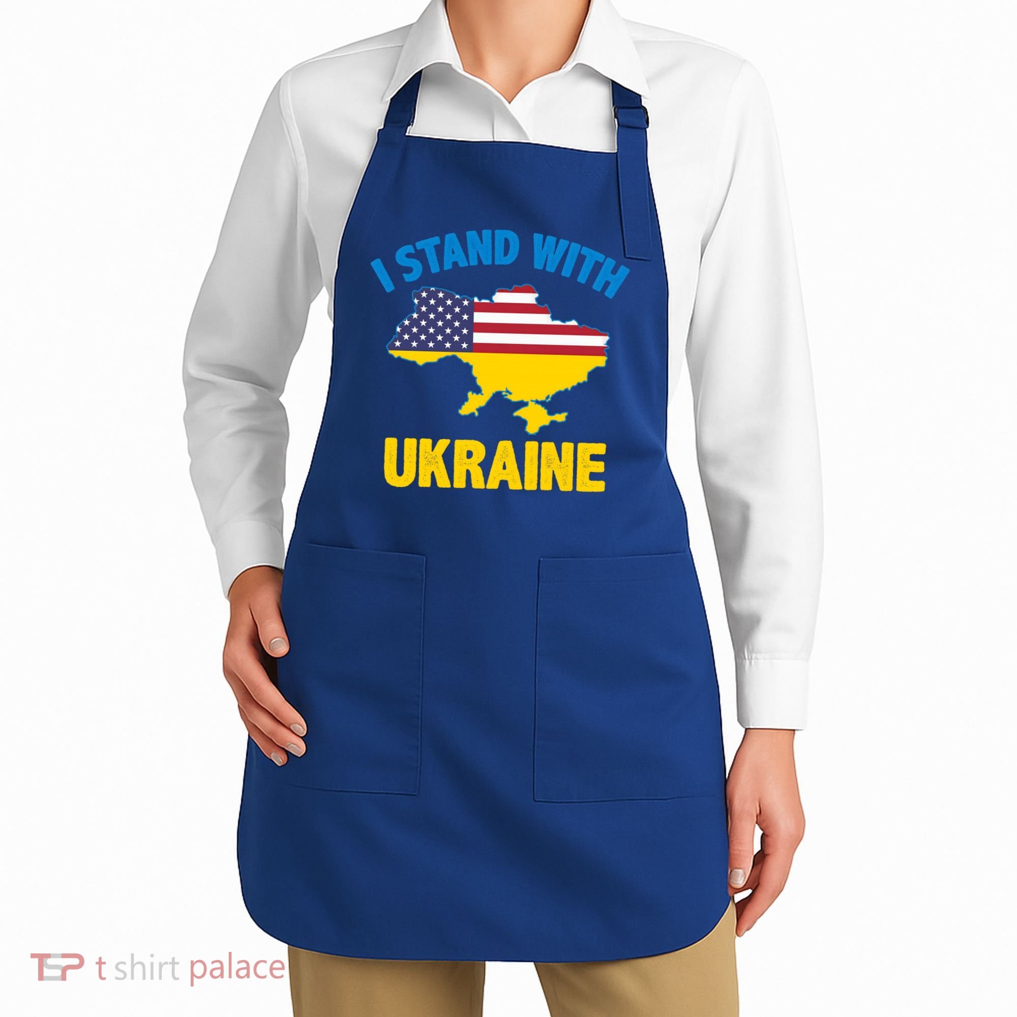 I Stand With Ukraine Map American Flag Us Support Ukrainian Gift Apron