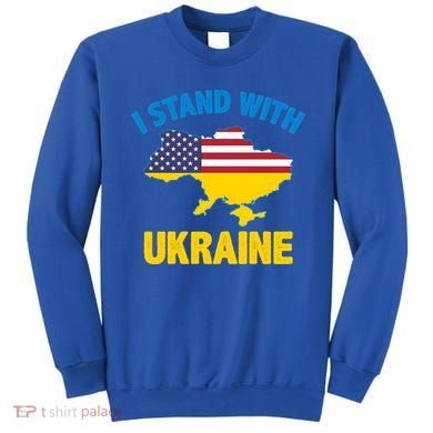 I Stand With Ukraine Map American Flag Us Support Ukrainian Gift Sweatshirt