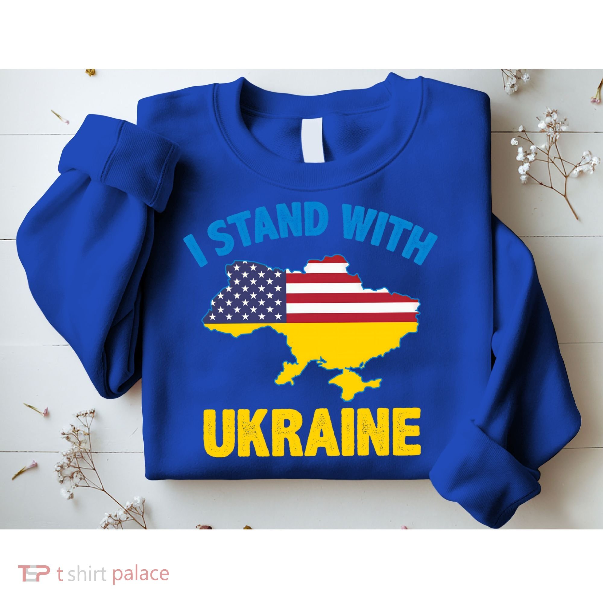 I Stand With Ukraine Map American Flag Us Support Ukrainian Gift Sweatshirt