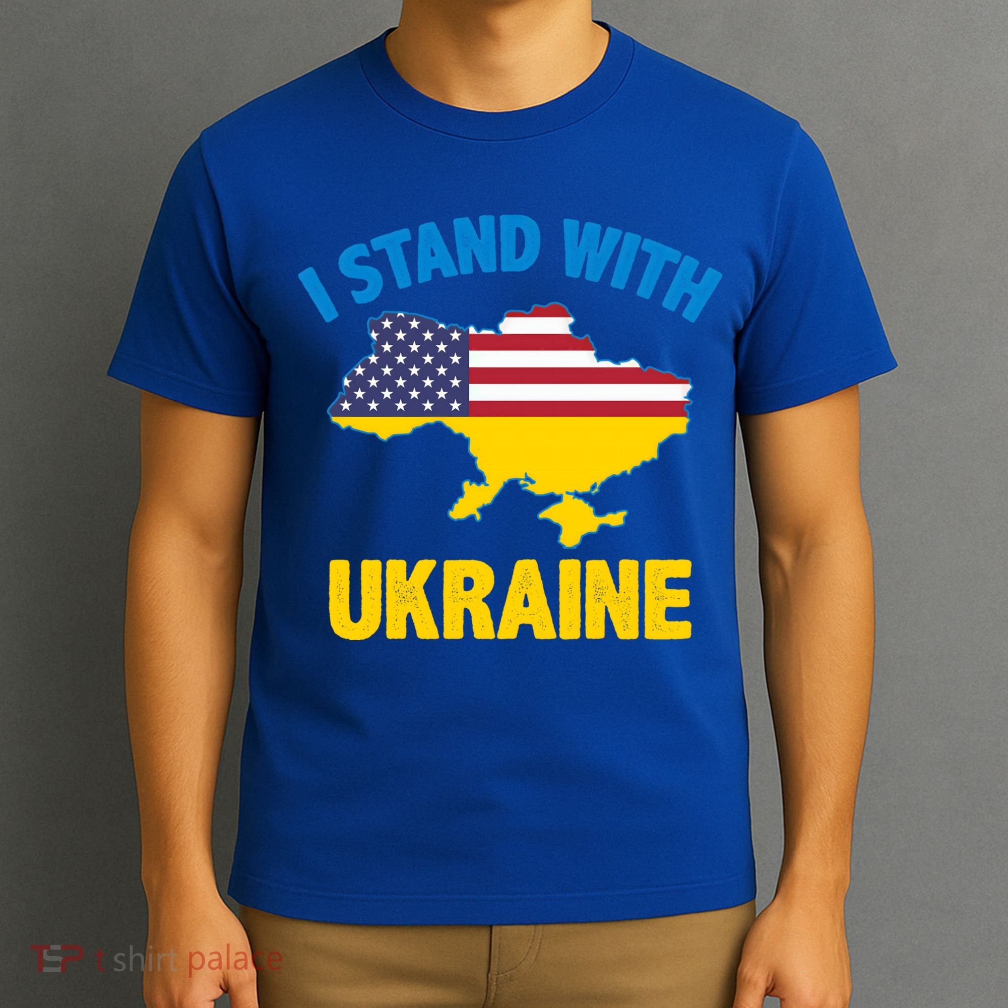I Stand With Ukraine Map American Flag Us Support Ukrainian Gift T-Shirt