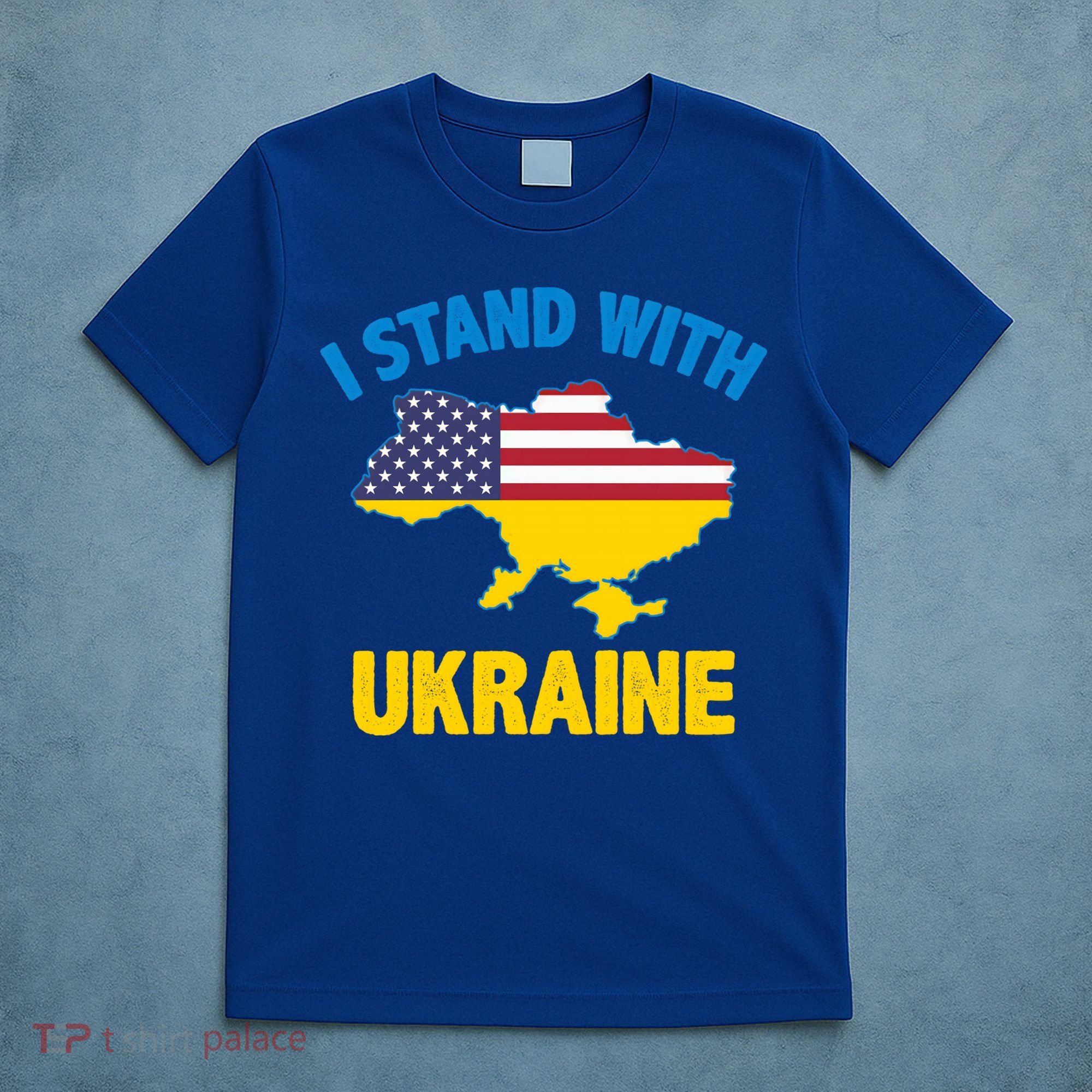I Stand With Ukraine Map American Flag Us Support Ukrainian Gift T-Shirt