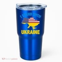 I Stand With Ukraine Map American Flag Us Support Ukrainian Gift Tumbler thumb 0