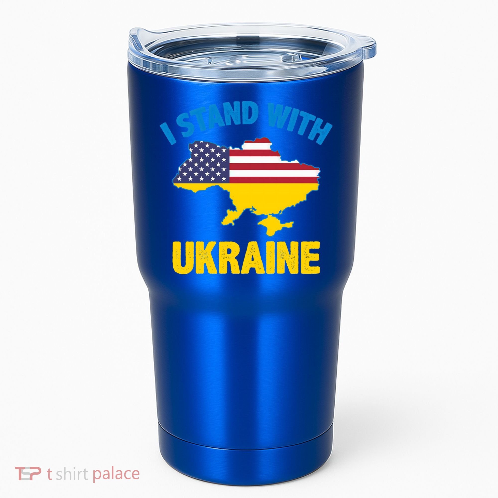 I Stand With Ukraine Map American Flag Us Support Ukrainian Gift Tumbler
