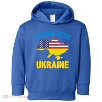 I Stand With Ukraine Map American Flag Us Support Ukrainian Gift Toddler Hoodie thumb 0