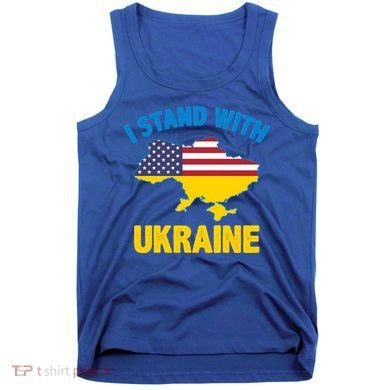 I Stand With Ukraine Map American Flag Us Support Ukrainian Gift Tank Top
